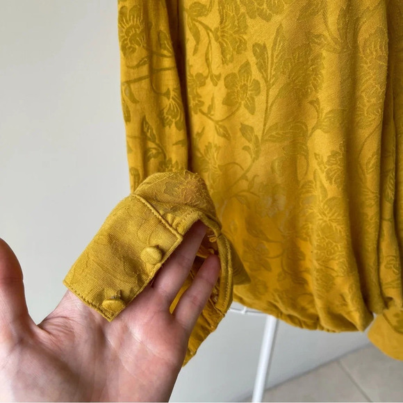 Maeve Yellow Long Sleeve Wrap Blouse - Picture 4 of 13